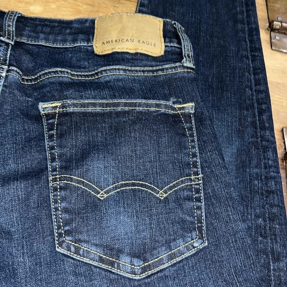 Mens American Eagle Outfitters Dark Blue Slim Denim Size 29 - Picture 4 of 11